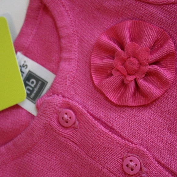 Carter's Baby Girl Sweater Newborn Pink Button Down Cardigan Shrug - Picture 2 of 2